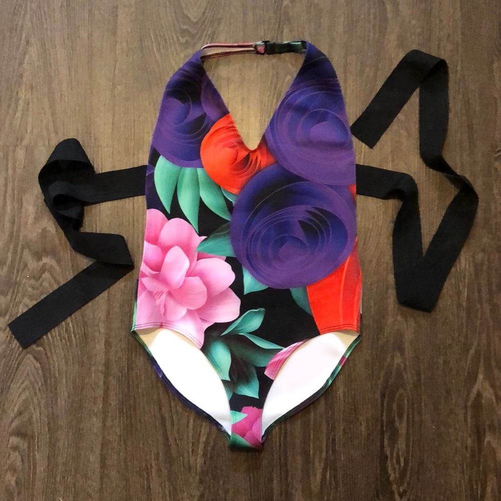 Clover Canyon,M, open back one piece swimsuit.